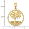14k Yellow Gold Bermuda Under Palm Tree In Round Frame Pendant