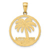 14k Yellow Gold Bermuda Under Palm Tree In Round Frame Pendant