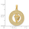 14k Yellow Gold Jamaica On Round Frame w/Conch Shell Pendant