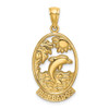 14k Yellow Gold Barbados w/ Dolphin and Sunset In Frame Pendant