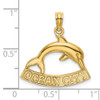 14k Yellow Gold 2-D Ocean City Under Dolphin Pendant