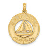 14k Yellow Gold Sanibel Round Frame w/Sailboat Center Pendant