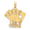 14k Yellow Gold Las Vegas w/Playing Cards Pendant