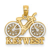 14k Yellow Gold KEY WEST Under Bicycle w/Rhodium Tires Pendant