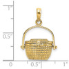 14k Yellow Gold 3-D Nantucket Basket Moveable Lid Pendant