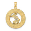 14k Yellow Gold LAUDERDALE-BY-THE-SEA,FL Circle w/ Pelican Pendant