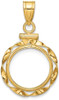14k Yellow Gold 13mm Hand Twisted Ribbon Screw Top Coin Bezel Pendant