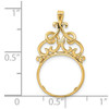 14k Yellow Gold 13mm Filigree Top Prong Coin Bezel Pendant