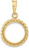 14k Yellow Gold 13mm Twisted Wire Prong Coin Bezel Pendant