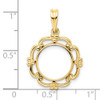 14k Yellow Gold Polished 13mm Filigree Prong Coin Bezel Pendant