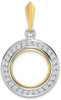 14k Two-tone Gold Channel Set VS Diamond 13mm Prong Coin Bezel Pendant