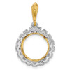 14k Two-tone Gold AA Diamond 13mm Prong Coin Bezel Pendant