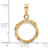 14k Yellow Gold Hand Twisted Ribbon 13mm Prong Coin Bezel Pendant