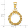 14k Yellow Gold 2mm Rope Screw Top 13mm Coin Bezel Pendant