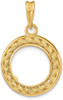 14k Yellow Gold 2mm Rope w/ Bright Edge 13mm Prong Coin Bezel Pendant