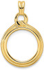 14k Yellow Gold 14mm Polished Loop & Knot Prong Coin Bezel Pendant