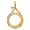 14k Yellow Gold 14mm Curled Teardrop Prong Coin Bezel Pendant