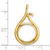 14k Yellow Gold 14mm Curled Teardrop Prong Coin Bezel Pendant