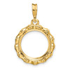 14k Yellow Gold Polished 14mm Bamboo Prong Coin Bezel Pendant