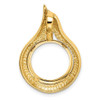 14k Yellow Gold 14mm Curved Teardrop Prong Coin Bezel Pendant