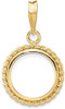 14k Yellow Gold 14mm Twisted Wire Prong Coin Bezel Pendant