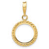 14k Yellow Gold 14mm Twisted Wire Prong Coin Bezel Pendant