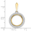 14k Two-tone Gold A Diamond Circle 14mm Prong Coin Bezel Pendant 2006