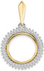 14k Two-tone Gold AA Diamond Circle 14mm Prong Coin Bezel Pendant 2006