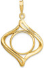 14k Yellow Gold Fancy Wave 14mm Prong Coin Bezel Pendant