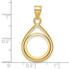 14k Yellow Gold Polished Lightweight Teardrop 14mm Prong Coin Bezel Pendant