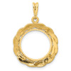 14k Yellow Gold 15.5mm Braided Prong Coin Bezel Pendant