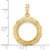 14k Yellow Gold 15.5mm Braided Prong Coin Bezel Pendant