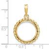 14k Yellow Gold 15mm Beaded Edge Prong Coin Bezel Pendant