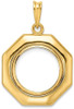 14k Yellow Gold Polished 15mm Octagonal Prong Coin Bezel Pendant