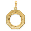 14k Yellow Gold Polished 15mm Octagonal Prong Coin Bezel Pendant