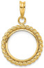 14k Yellow Gold 15mm Twisted Wire Prong Coin Bezel Pendant