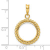 14k Yellow Gold 15mm Twisted Wire Prong Coin Bezel Pendant