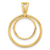 14k Yellow Gold Offset Double Circle 15mm Prong Coin Bezel Pendant