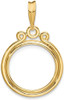 14k Yellow Gold Triple Circle Top 15mm Prong Coin Bezel Pendant