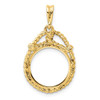 14k Yellow Gold Western Rope 15mm Prong Coin Bezel Pendant