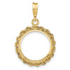 14k Yellow Gold 2mm Rope Edge 15mm Prong Coin Bezel Pendant