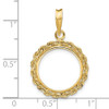 14k Yellow Gold 2mm Rope Edge 15mm Prong Coin Bezel Pendant