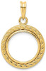 14k Yellow Gold 2mm Rope w/ Bright Edge 15mm Prong Coin Bezel Pendant