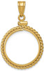 14k Yellow Gold 16.5mm Twisted Wire Screw Top Coin Bezel Pendant