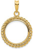14k Yellow Gold 16.5mm Twisted Wire Prong Coin Bezel Pendant