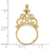 14k Yellow Gold 16.5mm Filigree Top Prong Coin Bezel Pendant