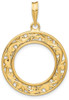 14k Yellow Gold Polished 16.5mm Curved Filigree Prong Coin Bezel Pendant