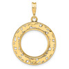 14k Yellow Gold Polished 16.5mm Curved Filigree Prong Coin Bezel Pendant