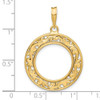 14k Yellow Gold Polished 16.5mm Curved Filigree Prong Coin Bezel Pendant