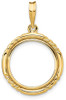 14k Yellow Gold 16.5mm Quadruple Twist & Bright Prong Coin Bezel Pendant